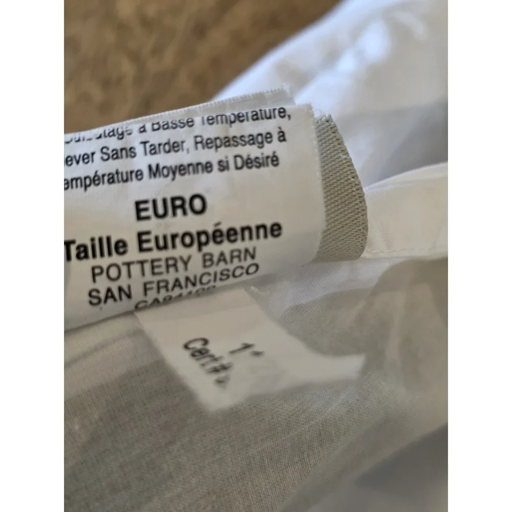 Pottery Barn Euro Sham Cover Egyptian Cotton Tan White Stripe
